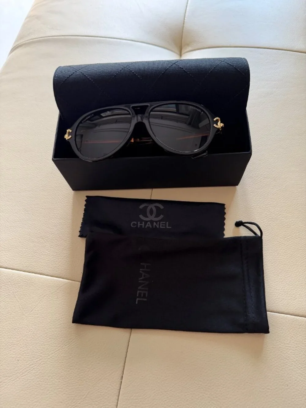 CHANEL Tortoise Shell Aviator Sunglasses